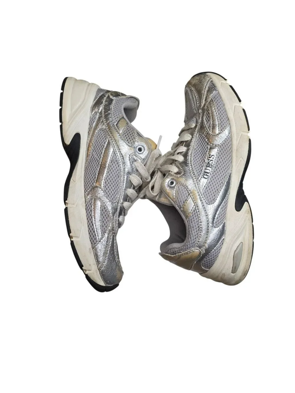 Guess Gray Silver Metallic Sneakers Women's Size 10